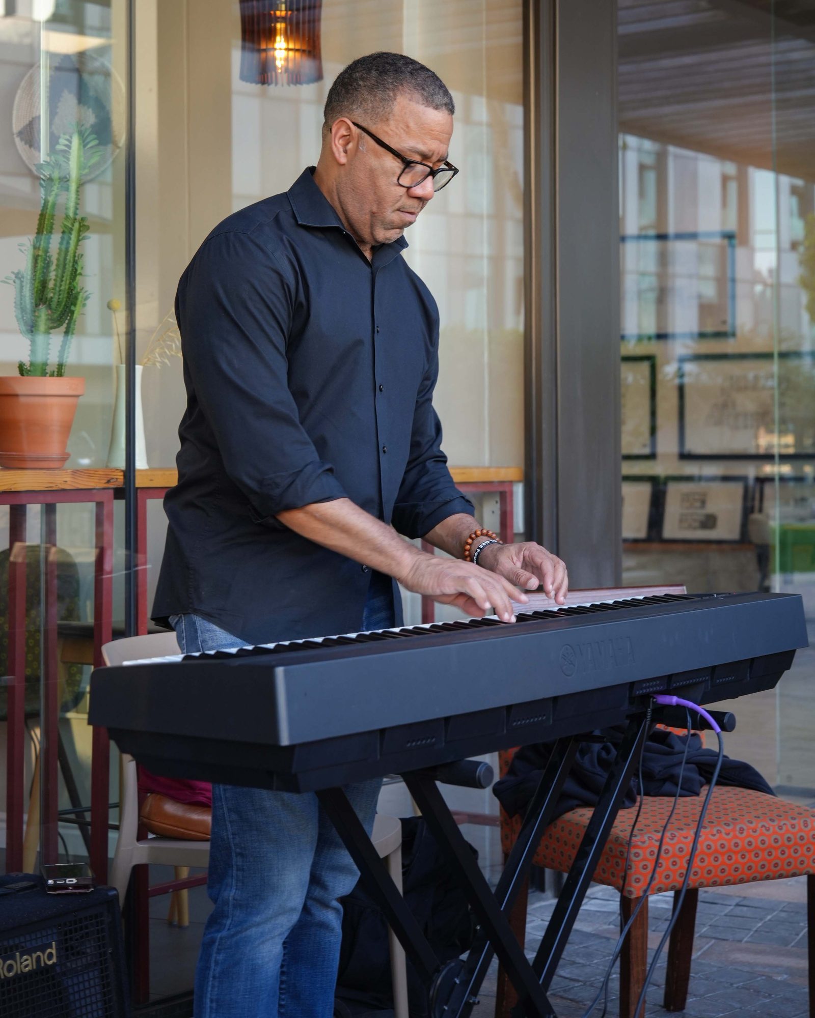 A musician performing at Jazz & Wine